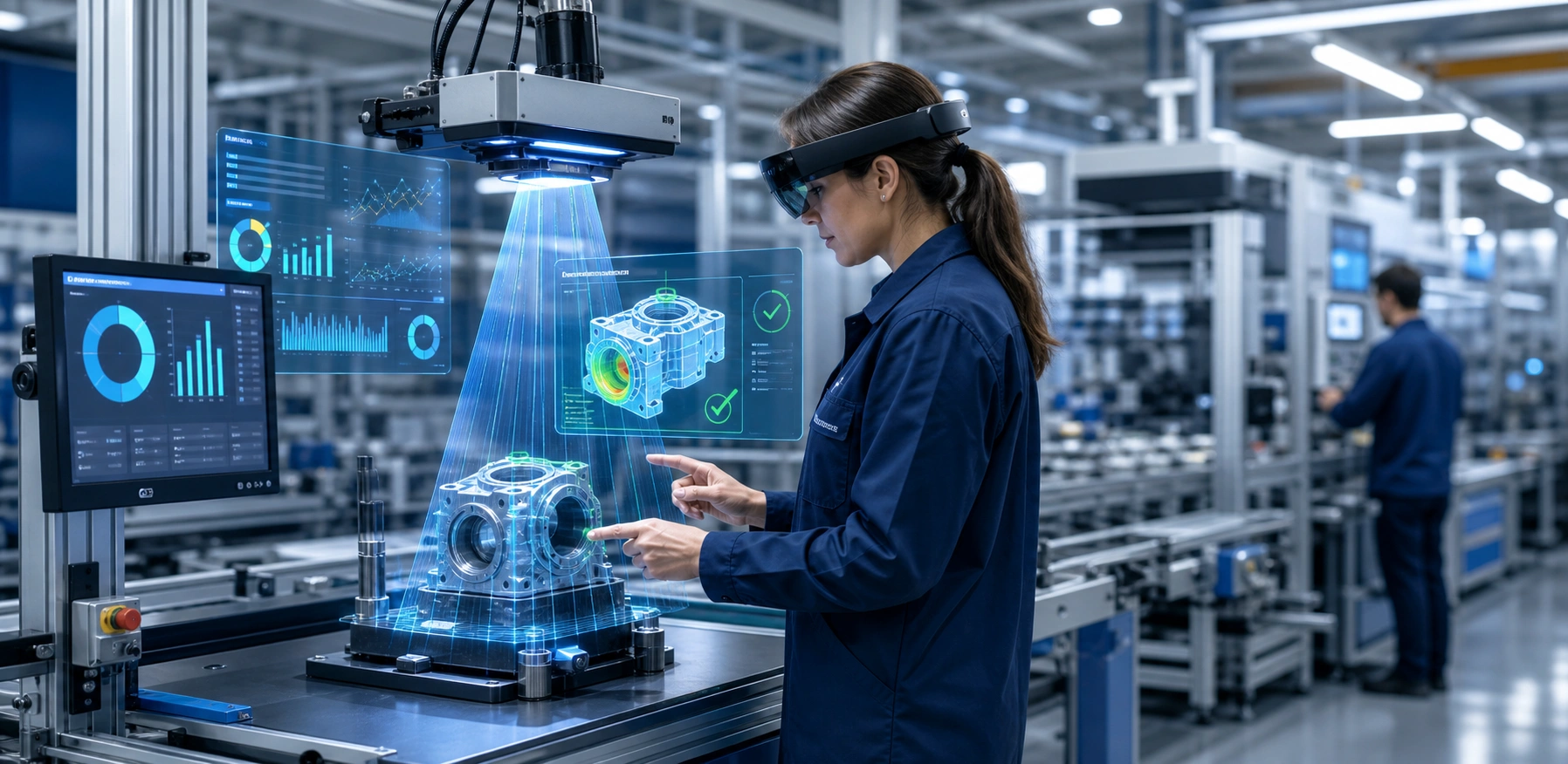 AI-assisted visual inspection of manufacturing components on a production line