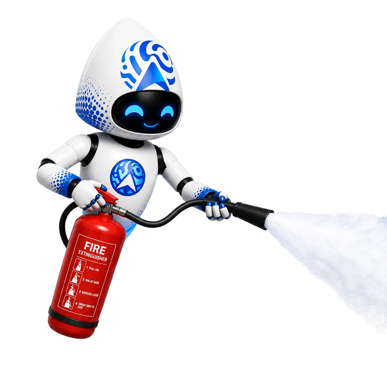 Arivu, the Aatral mascot, practising fire-extinguisher use for Safetizen VR safety training
